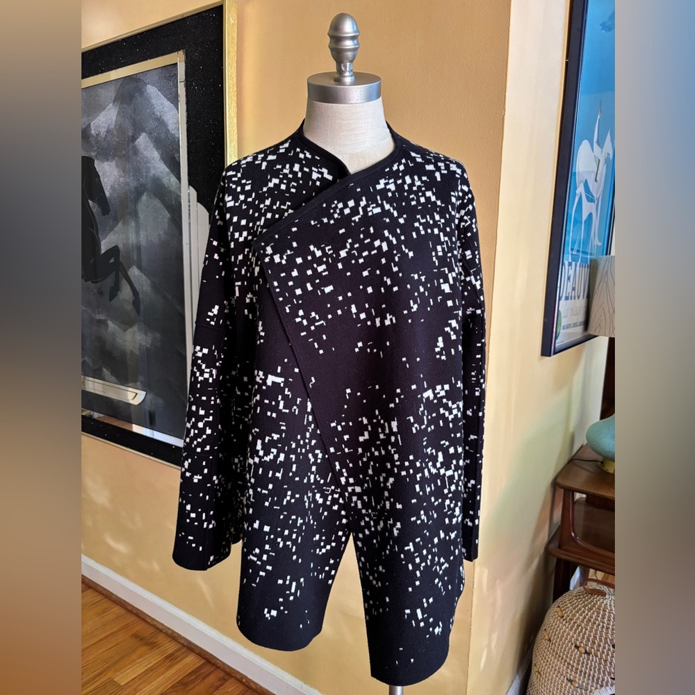 black and white cardigan sweater